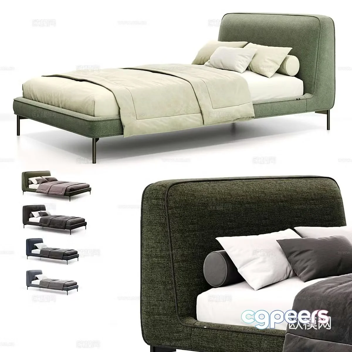 Modern simple double bed Double bed Simple bed Bedroom bed Pillow 3D model