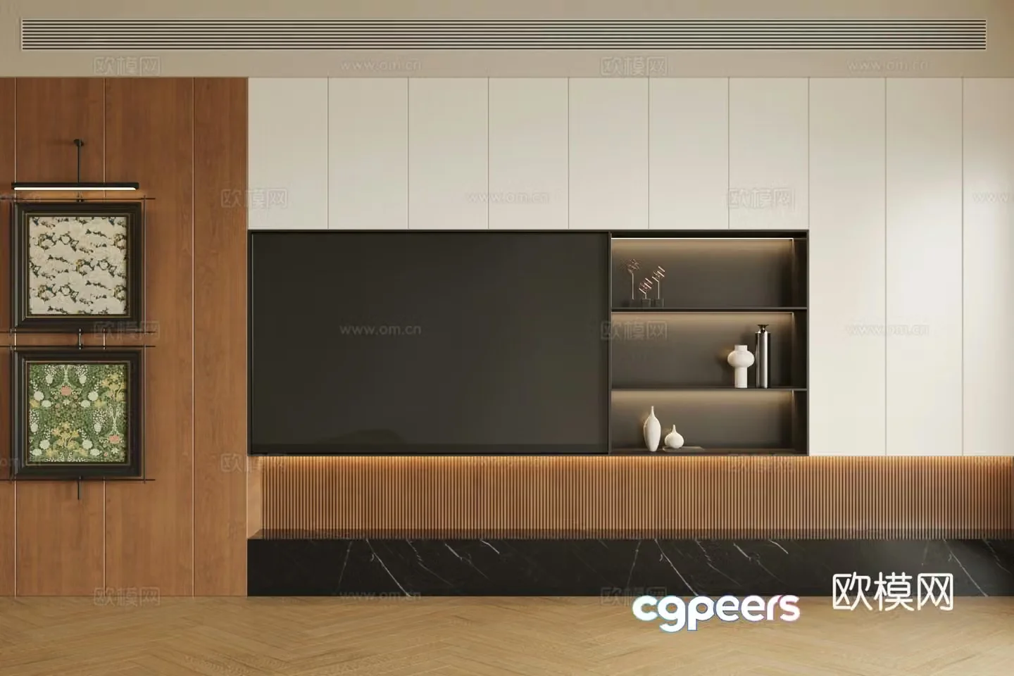 Log style living room background wall Living room background wall TV background wall Middle style TV background wall 3d model