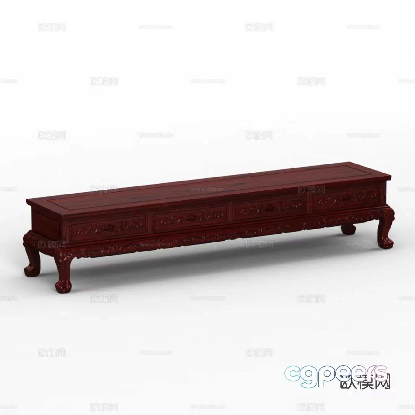 Chinese TV cabinet European table legs carved cabinet door solid wood mahogany 3D model