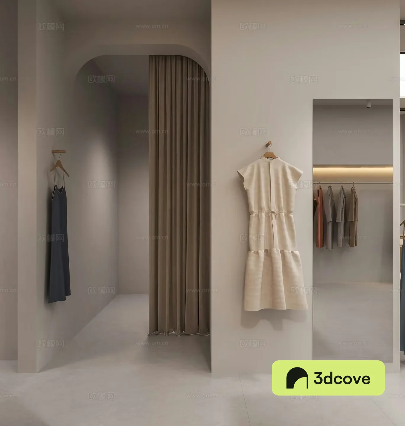 Modern clothing store locker room women clothing store clothes bag skirt simple