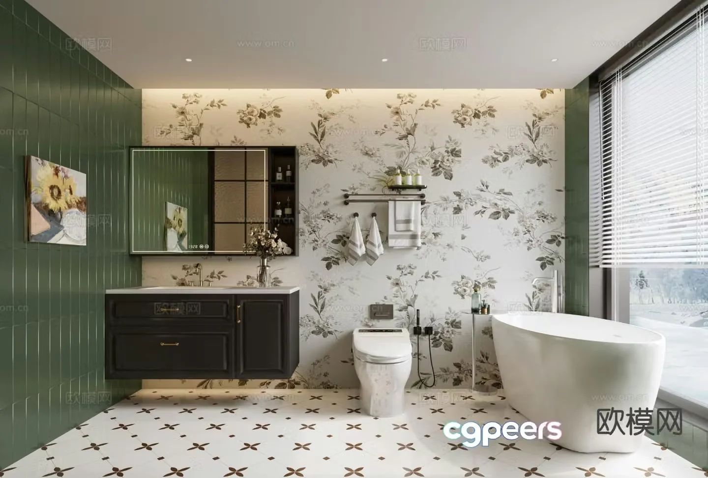 American bathroom bathroom 3d model