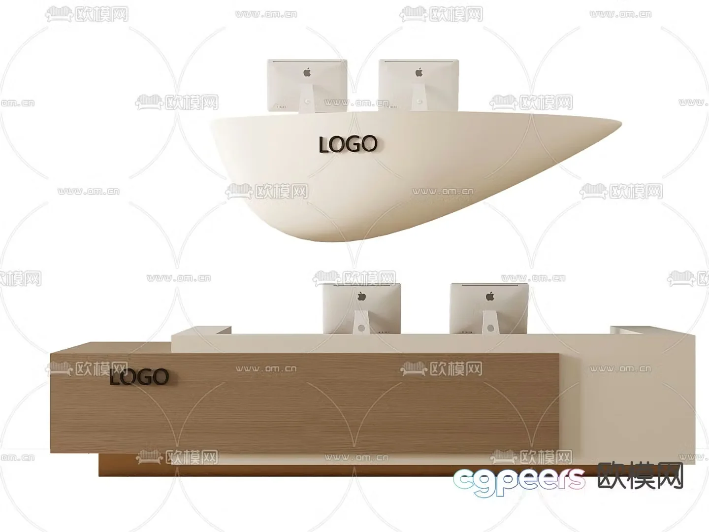Front desk reception desk service desk information desk 3d model
