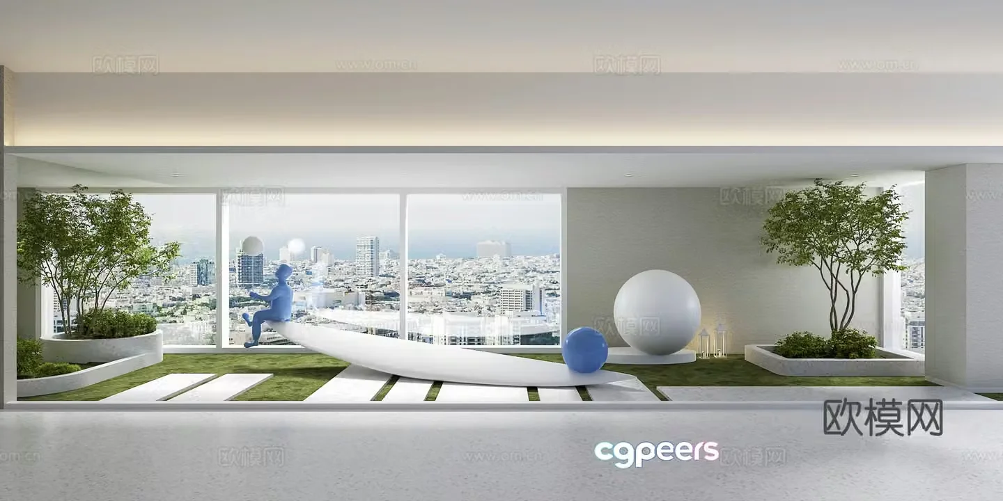 Modern interior landscape sculpture 3d model