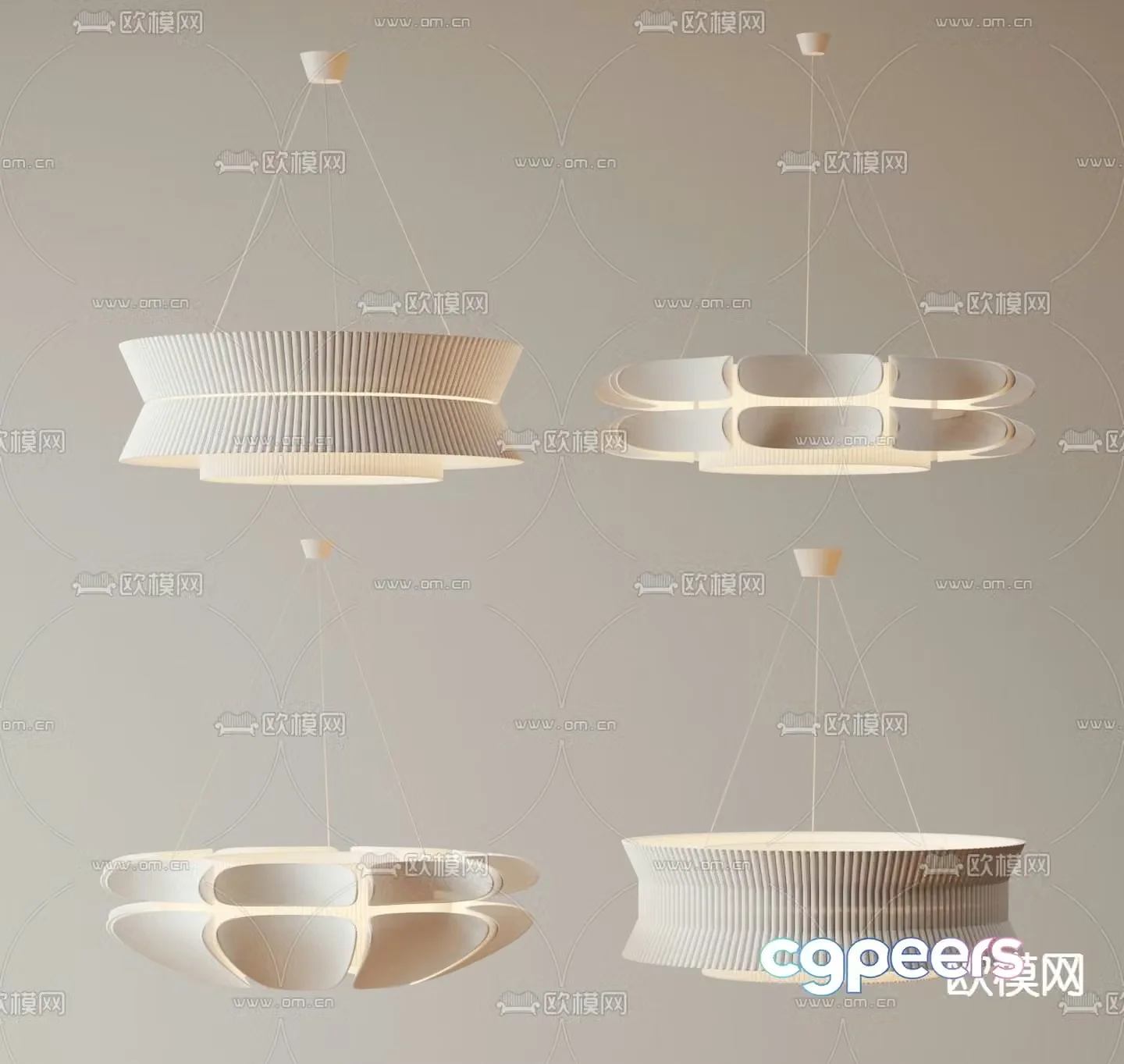 Cream style chandelier restaurant chandelier 3d model