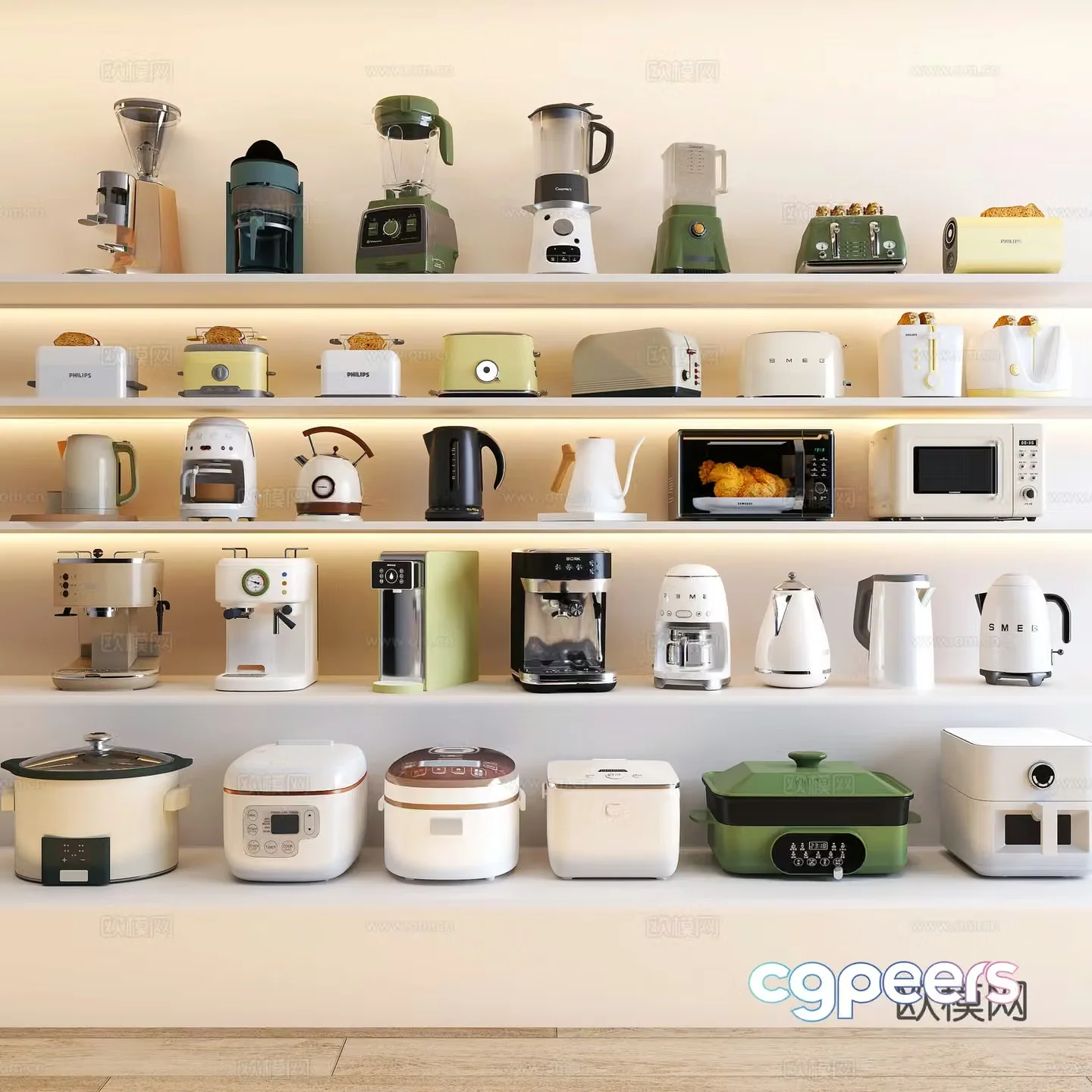Kitchen appliances coffee machine water dispenser bread machine rice cooker 3d model