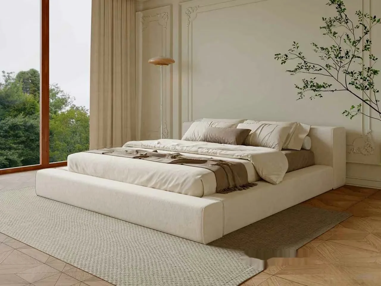 Modern White Bed 3D Model – 448 – VRAY Render