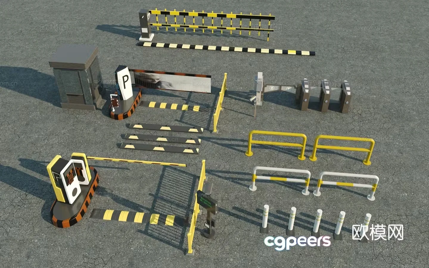 Traffic accessories_gate_gate_speed band_road railing_road fence 3D model