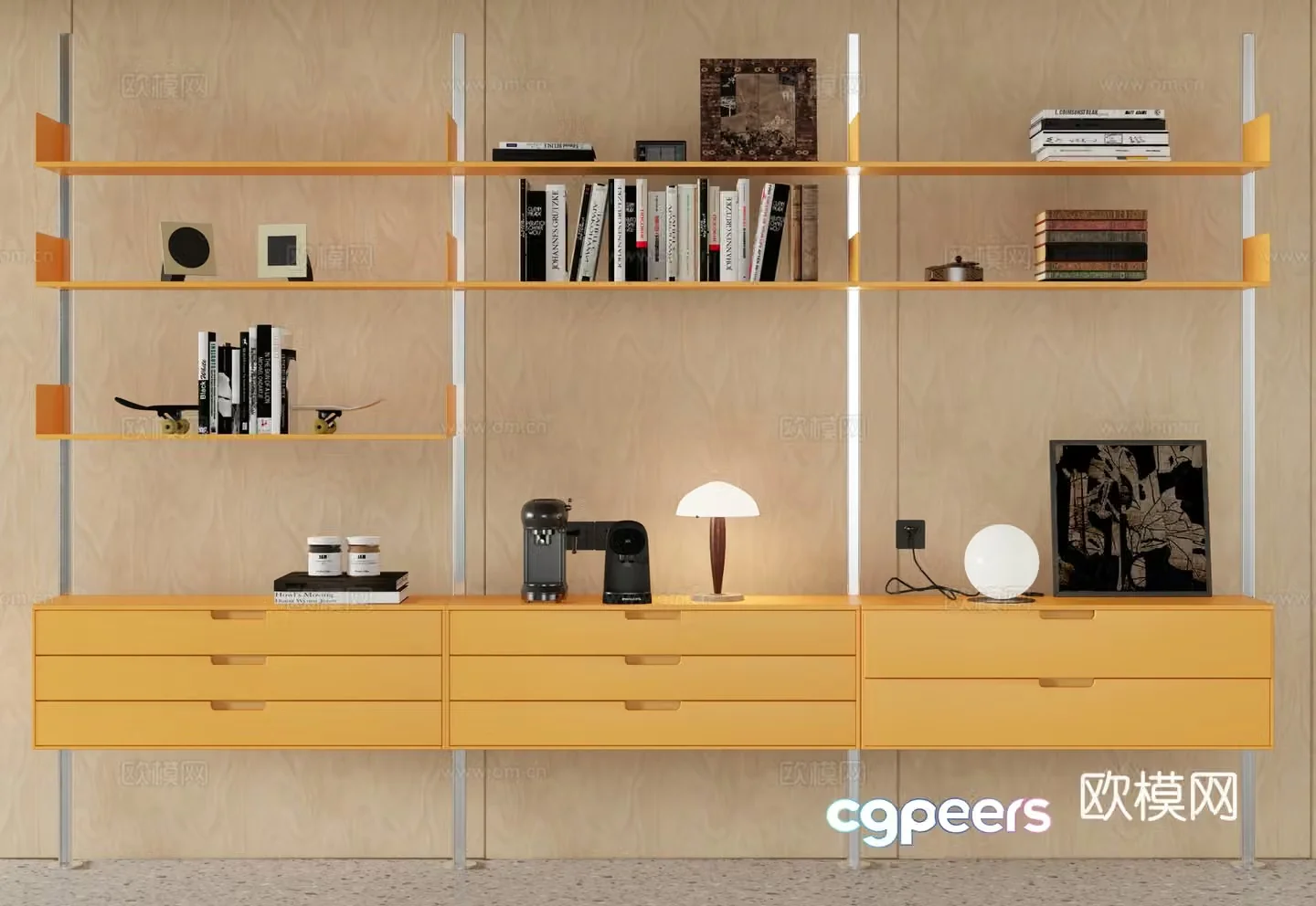 Modern bookcase open bookshelf 3d model
