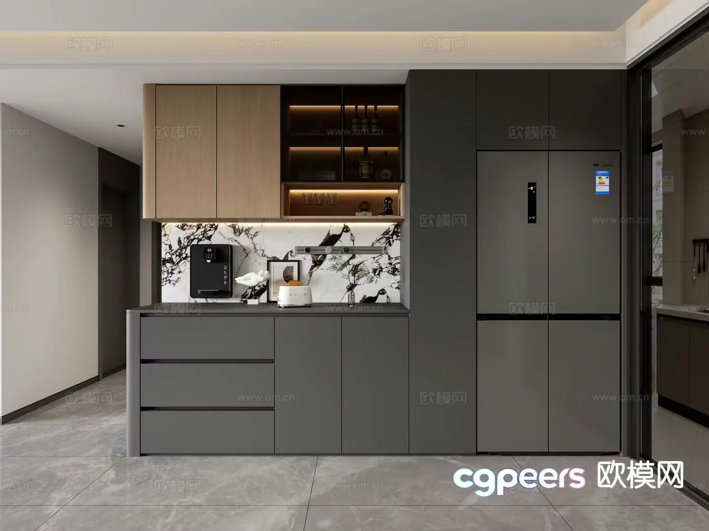 Modern wine cabinet sideboard refrigerator cabinet 3D model