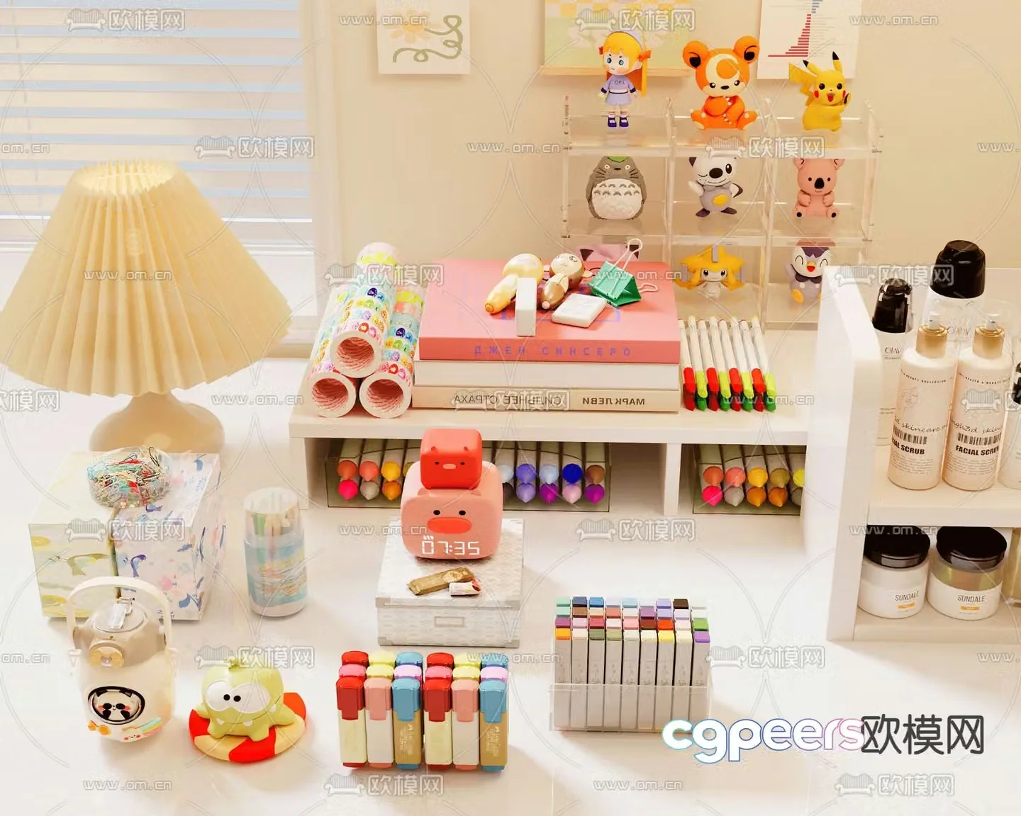 Children’s products color pens dolls water cups 3D model