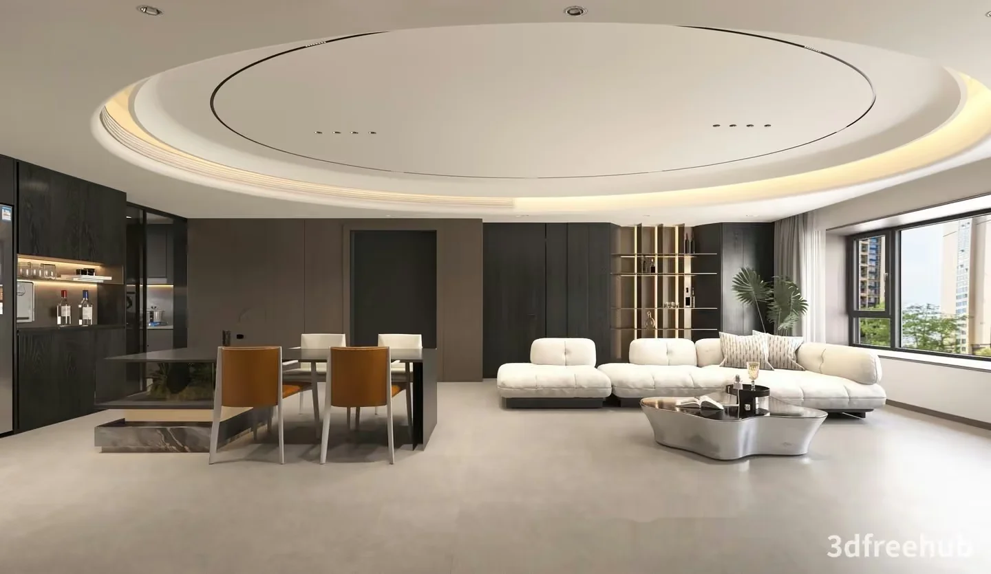 Modern Living Room 3D Model – 23346 – VRAY Render