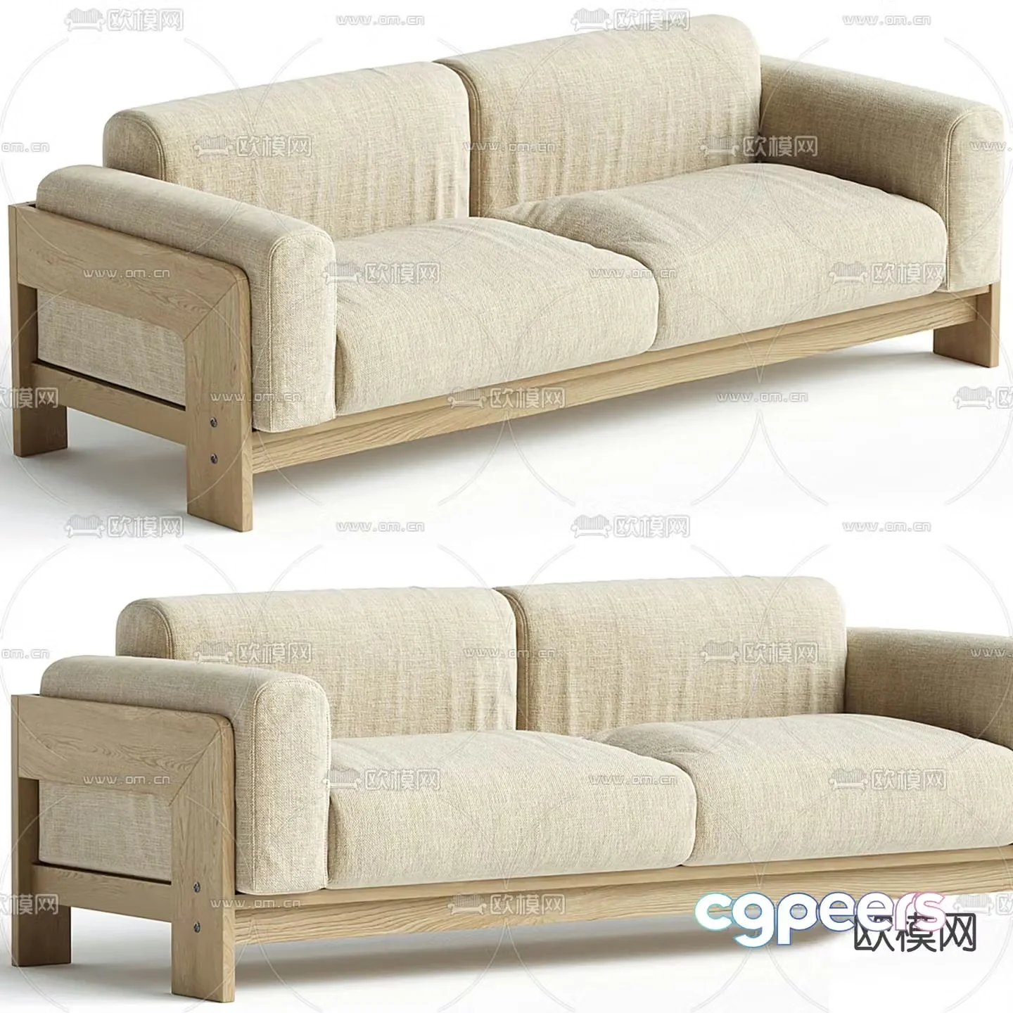 Double sofa leisure sofa velvet sofa 3d model