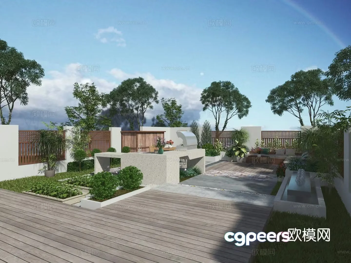 Modern courtyard landscape 3d model