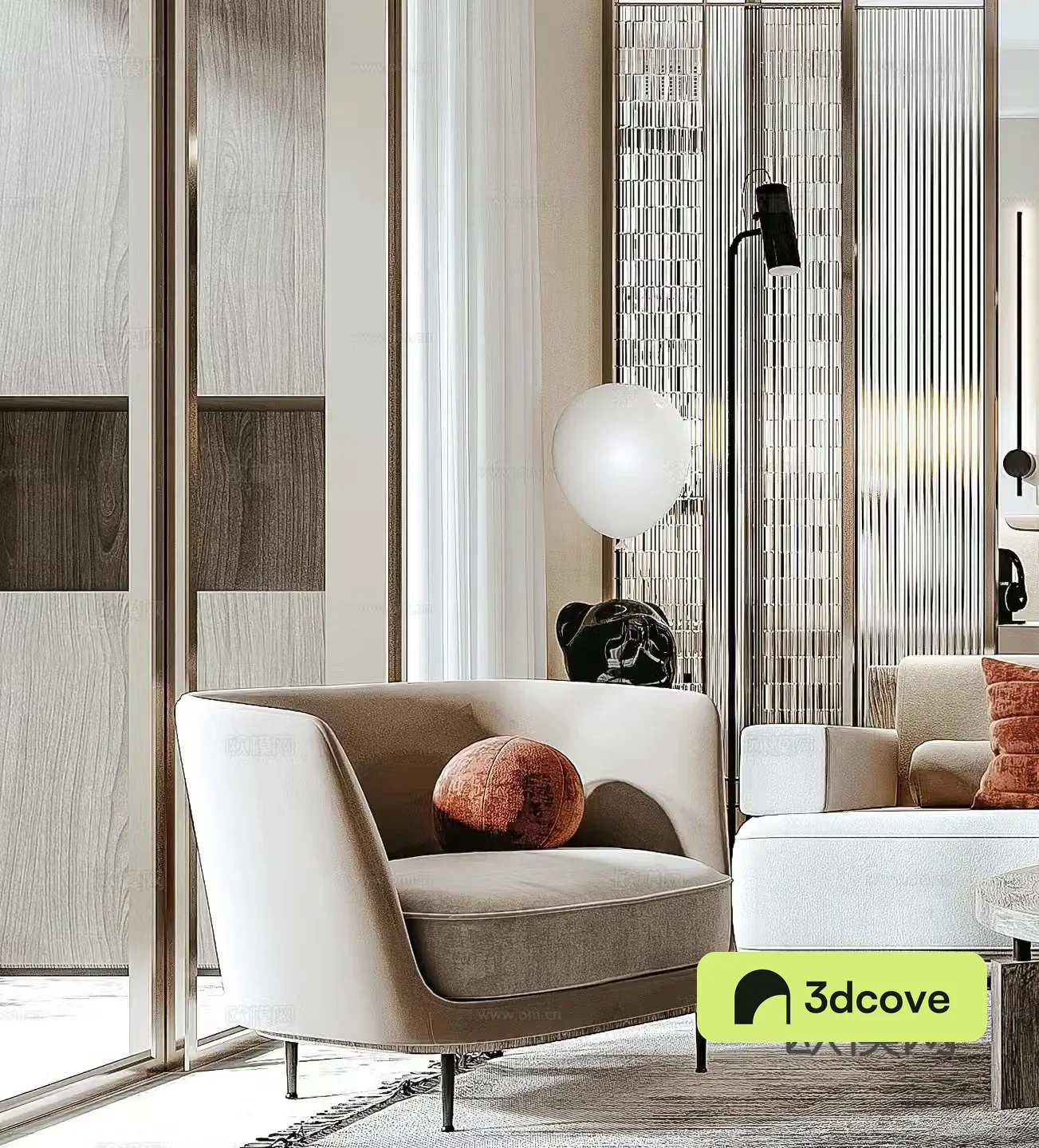 Modern leisure chair Light luxury leisure chair Side table corner table Floor lamp Ornament Decoration