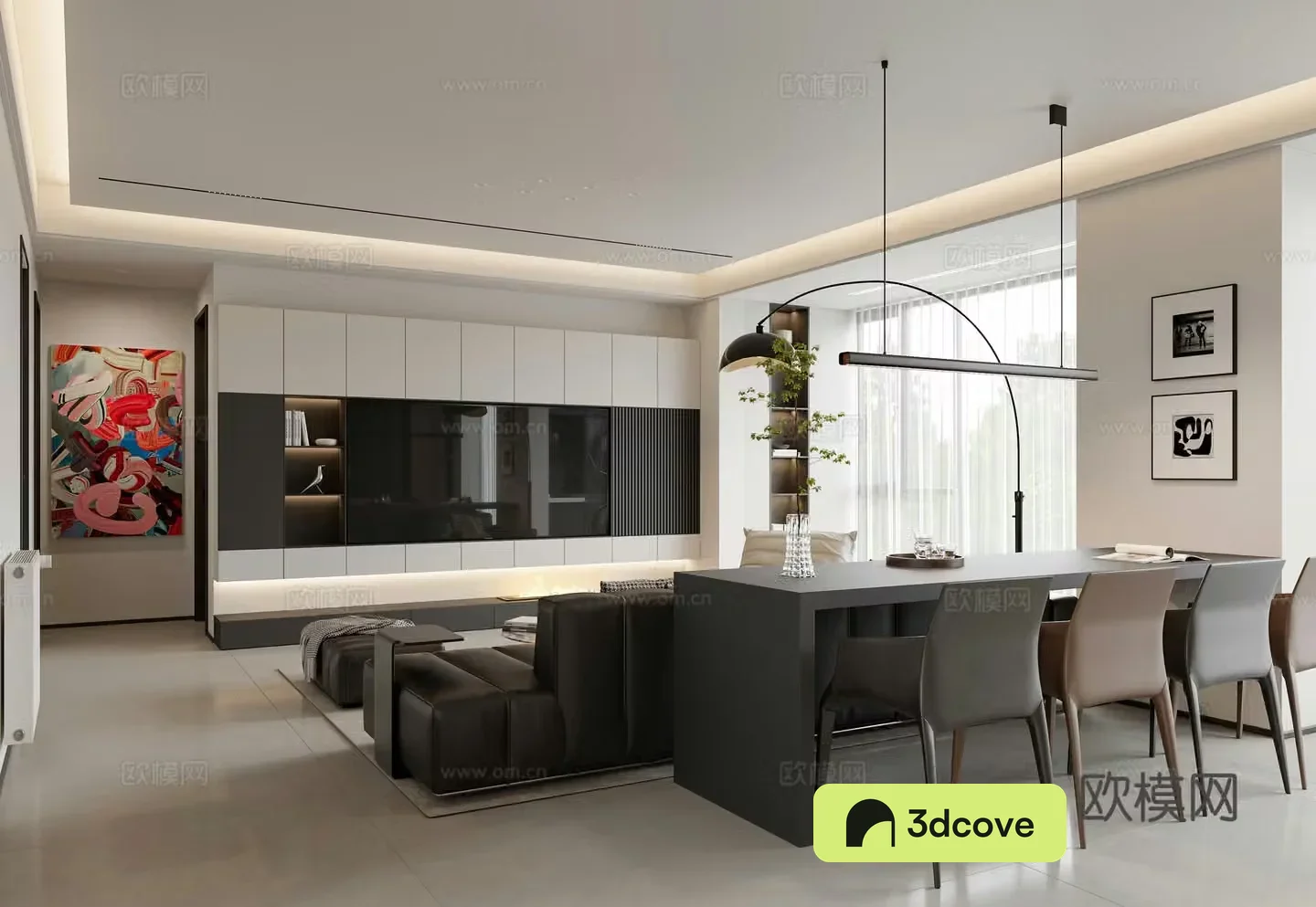 Modern living and dining room