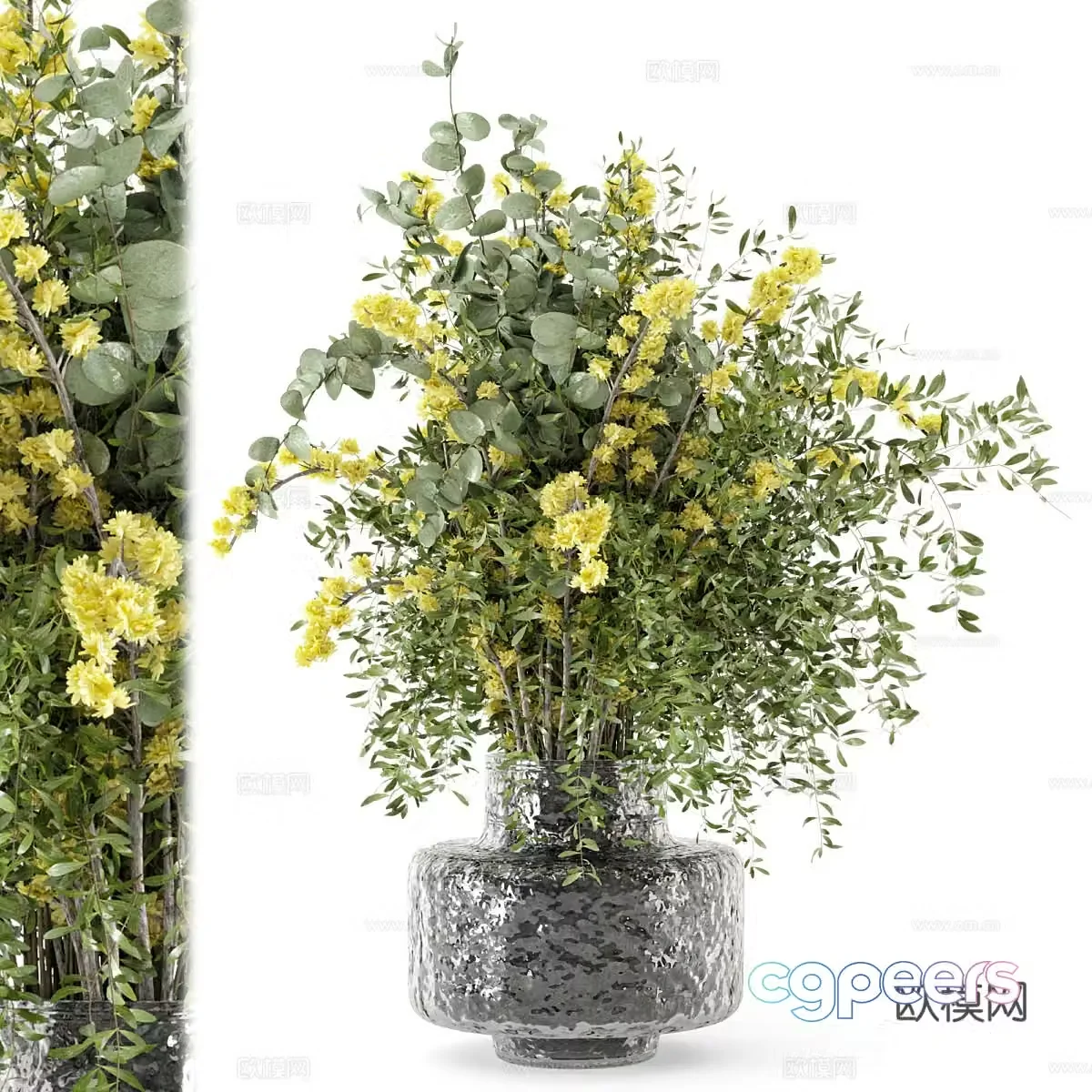 Modern glass vase flower art 3d model