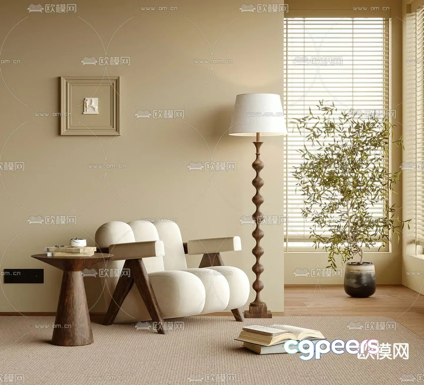 Wabi-sabi sofa chair leisure chair 3d model