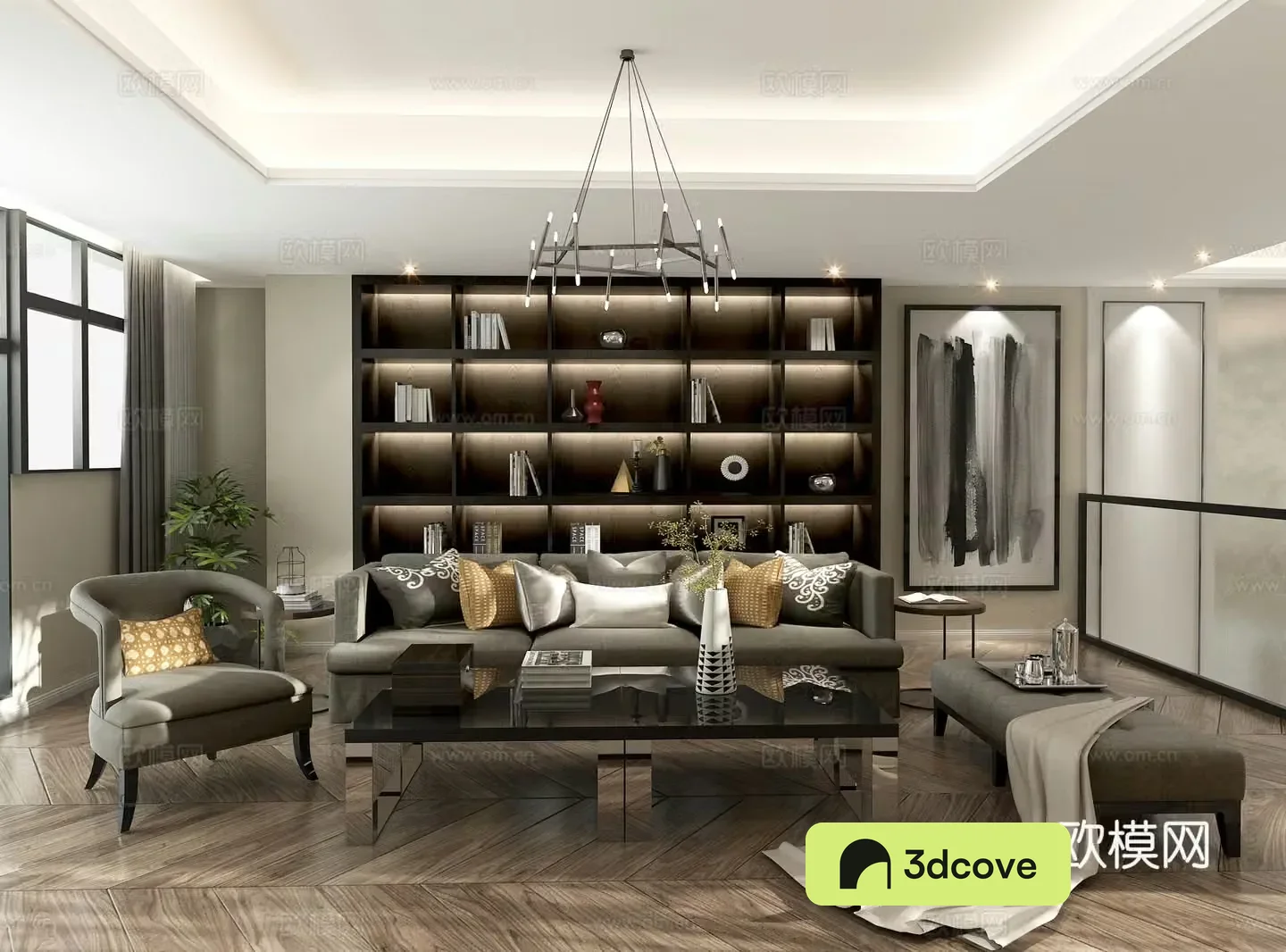 Modern living and dining room chandeliers multi-person sofa coffee table sofa stool locker ornaments
