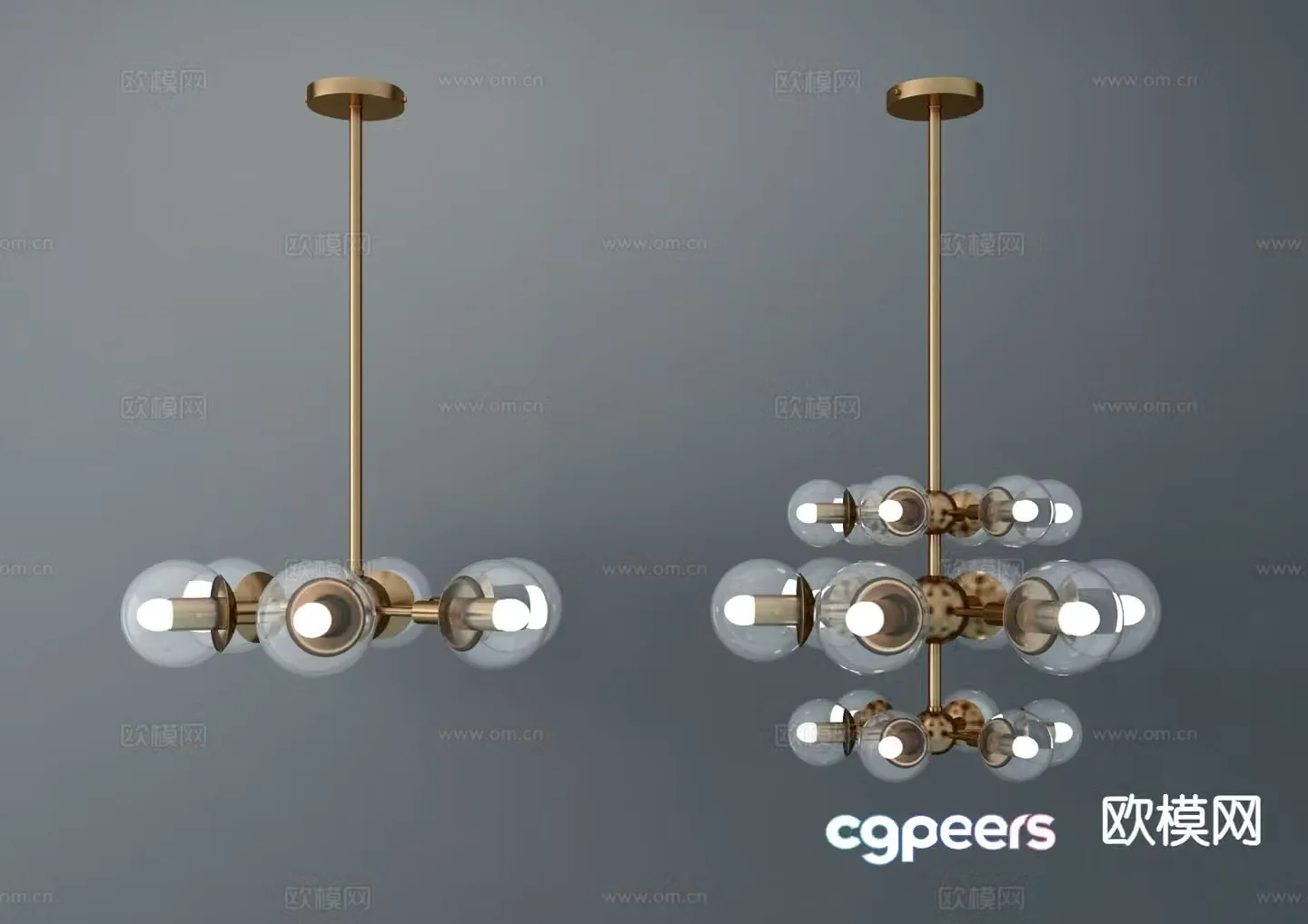 Modern glass chandelier multi-head chandelier 3d model