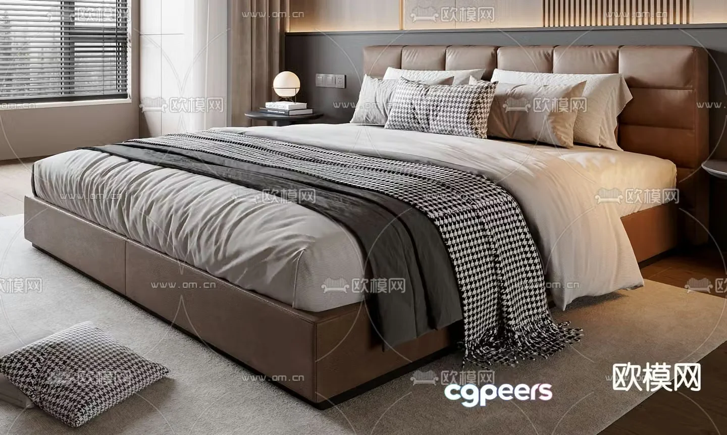 Italian double bed 3d model