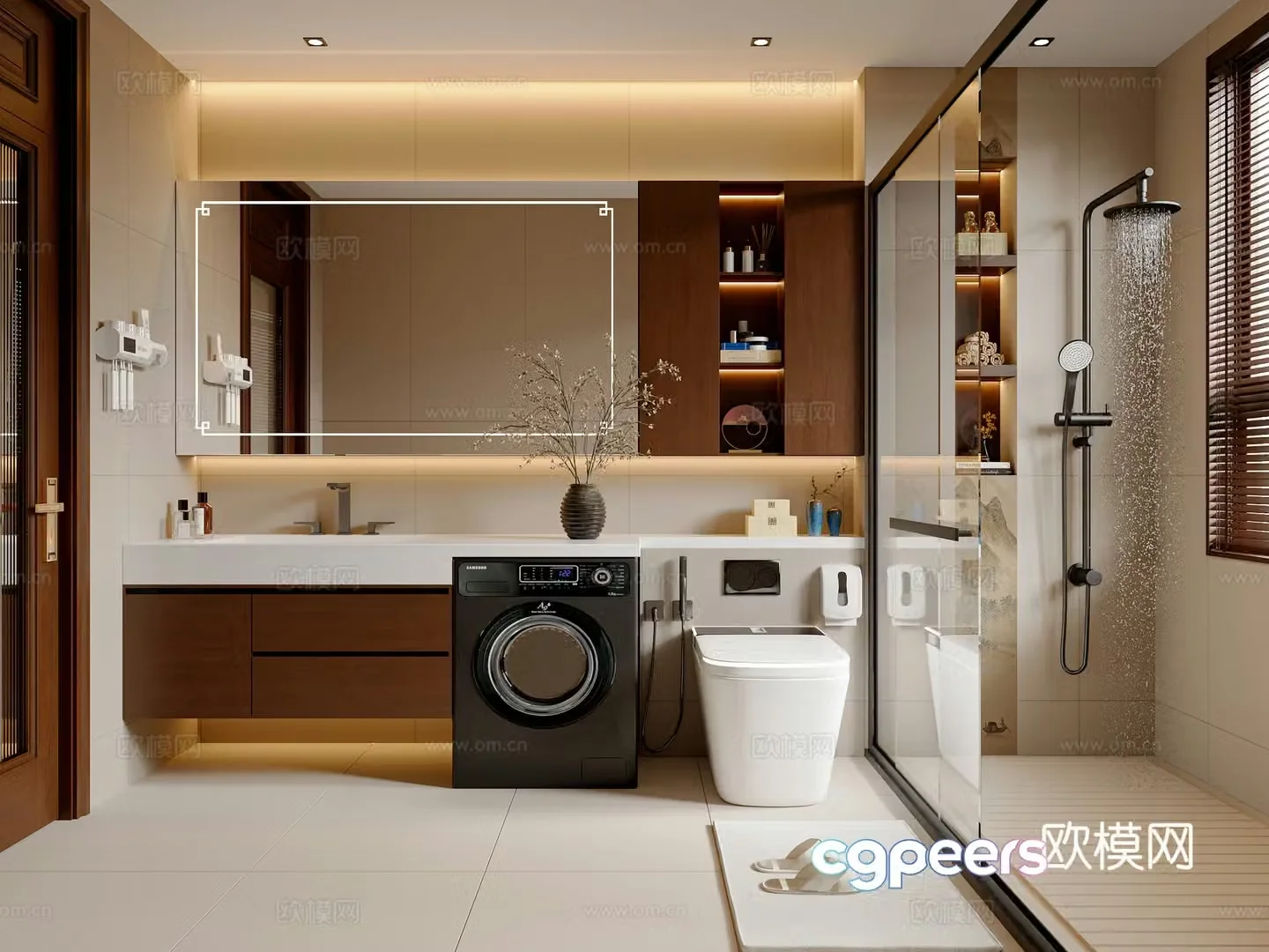 New Chinese style Song style bathroom bathroom cabinet Bathroom small pieces Bathroom supplies Shower toilet 3d model
