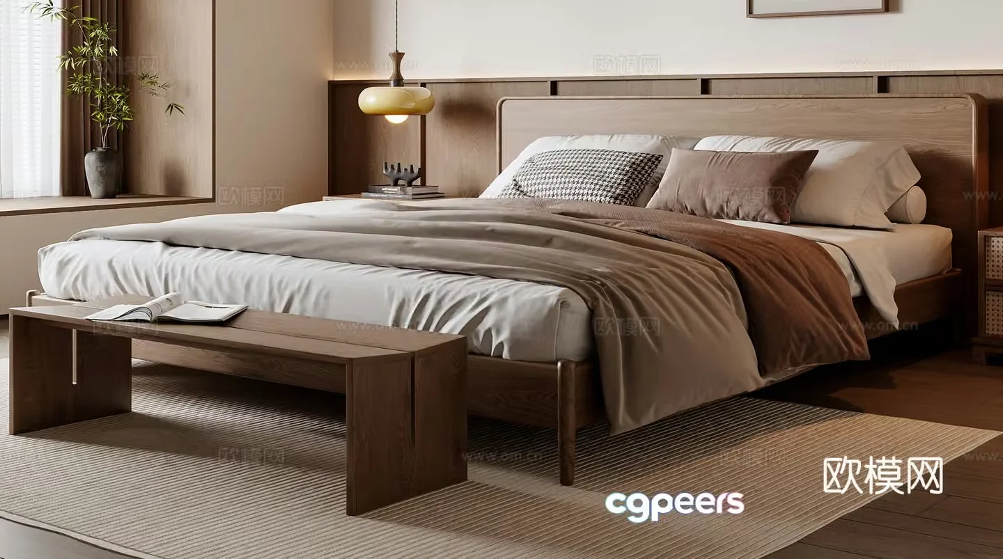 Middle-aged double bed 3D model