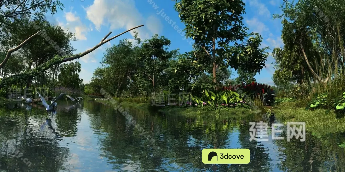 A Serene Lake Scene With A Bird In Flight