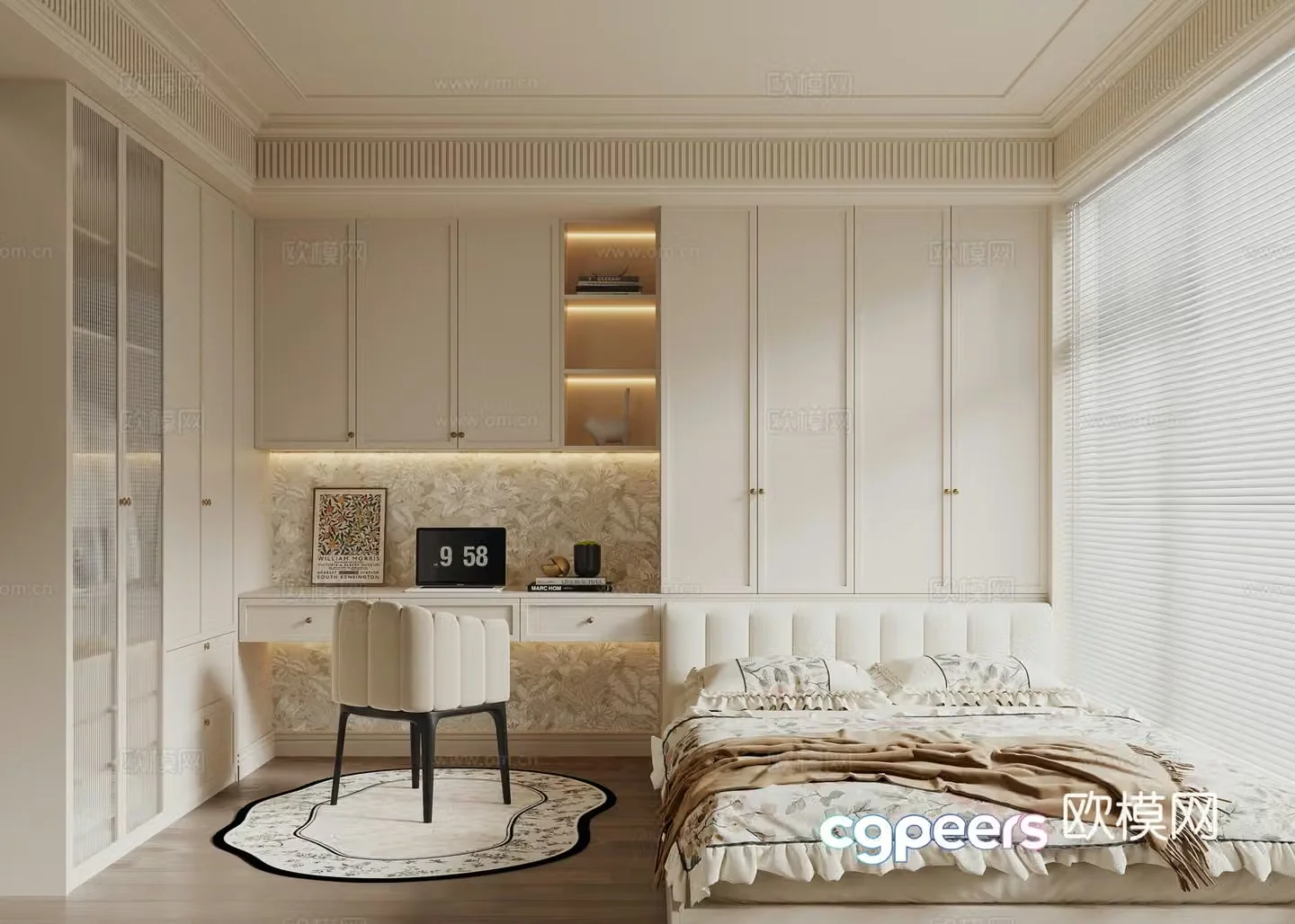 French tatami bedroom 3d model