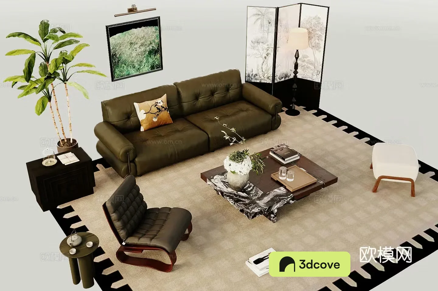 Middle style combination sofa 3D model