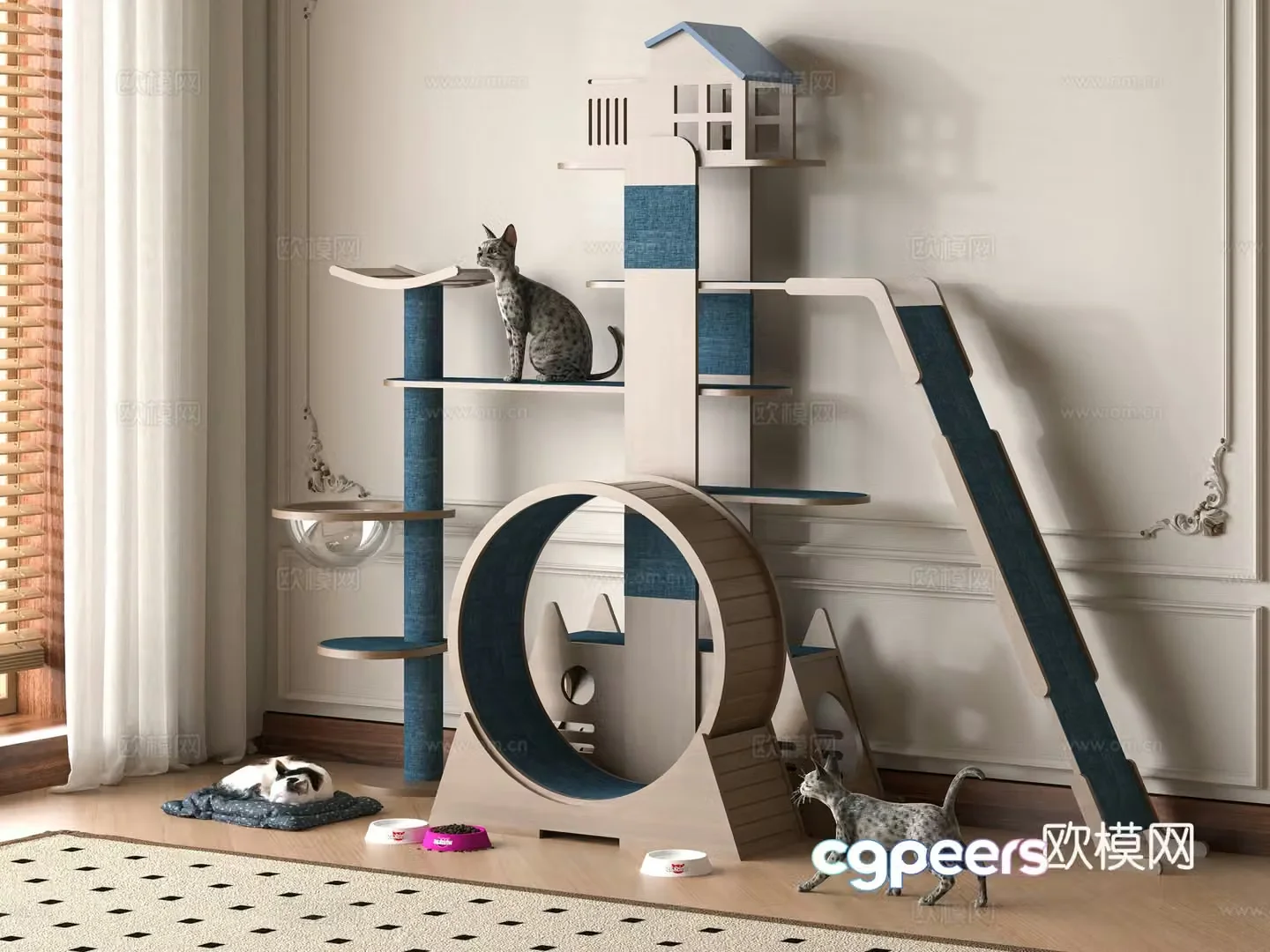 Modern cat crawling frame 3d model