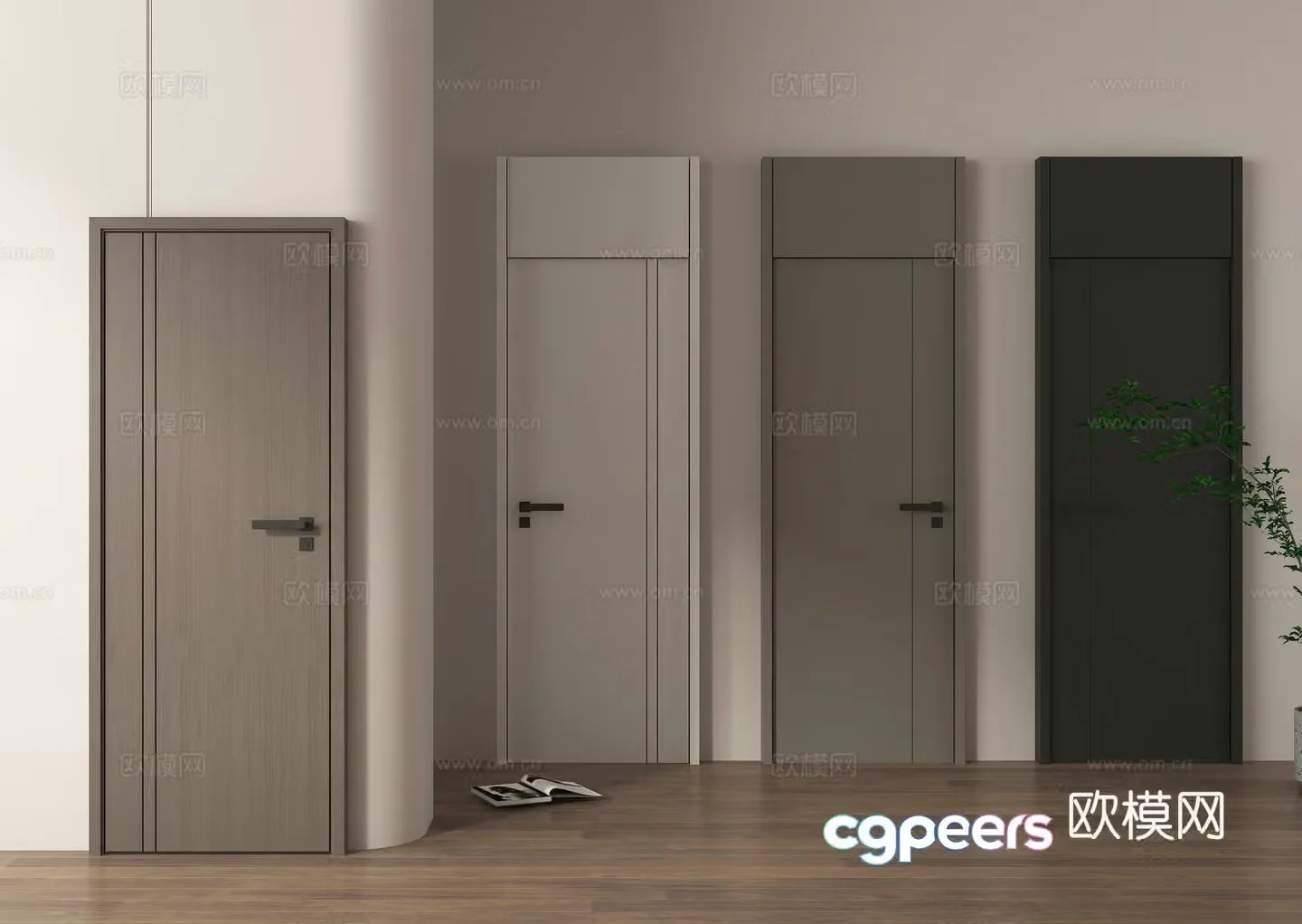 Single-open door entrance door bedroom door 3d model