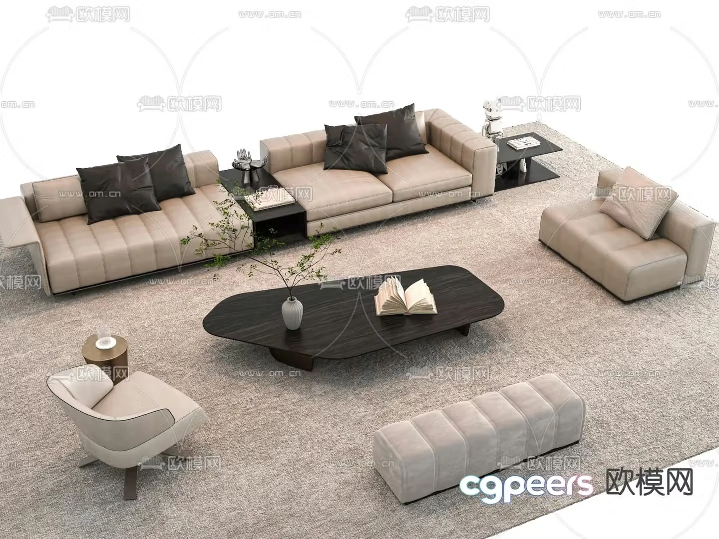 Modern sofa coffee table 3d model