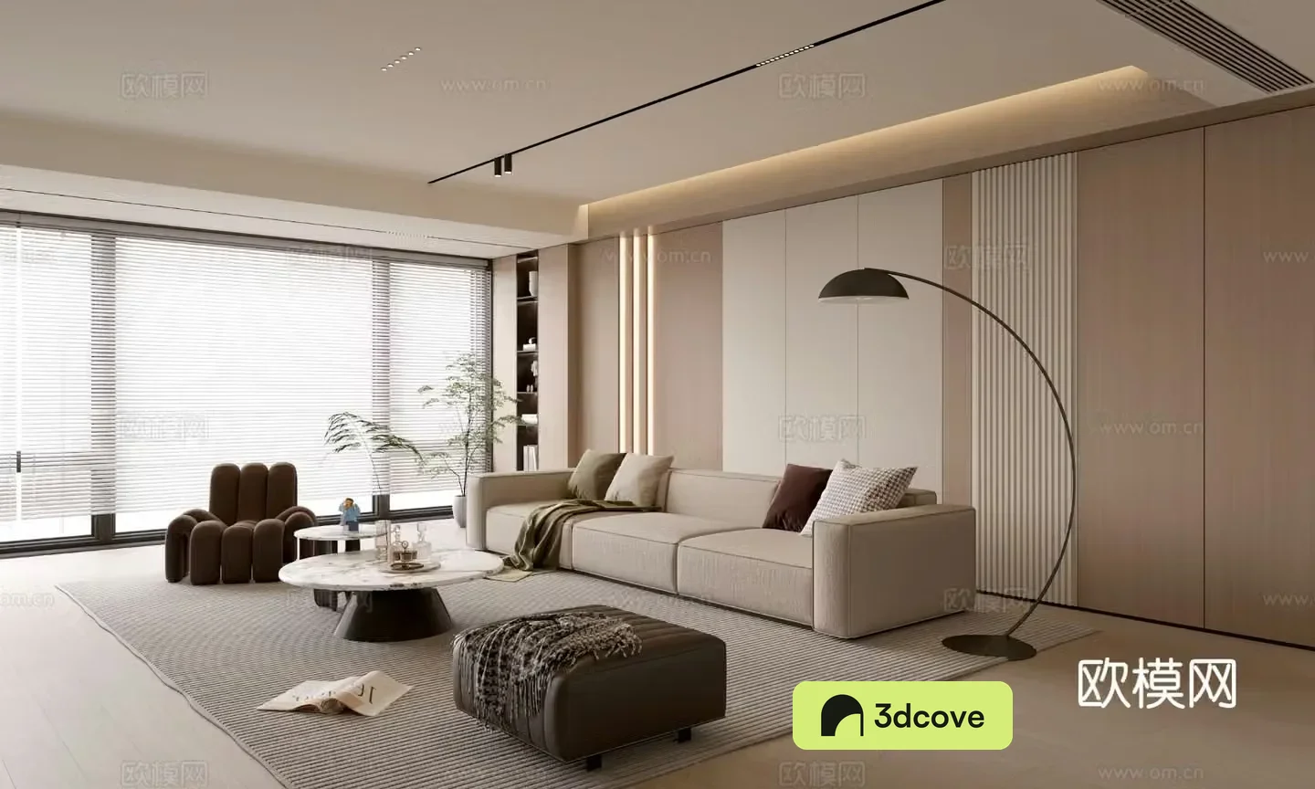Creamy living room light luxury TV background wall combination coffee table sofa background wall