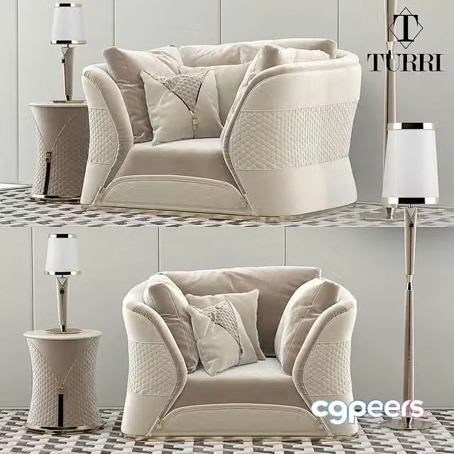 3ds Max Free – Turri Vogue sofa armchair set