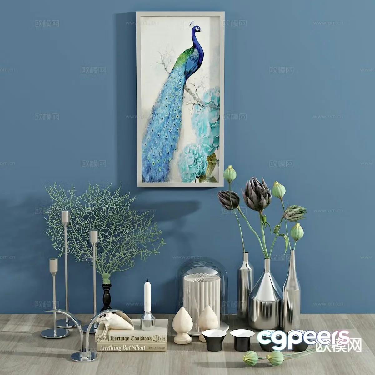 Modern metal vase candlestick decoration decorative painting 3d model