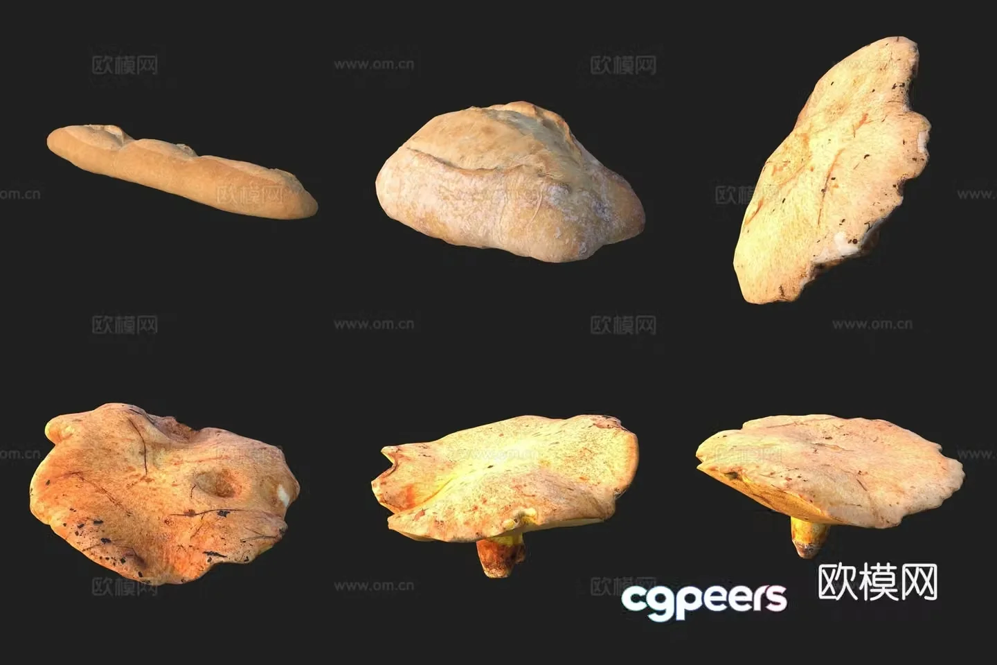 Food bread leba mushroom mushroom 3d model