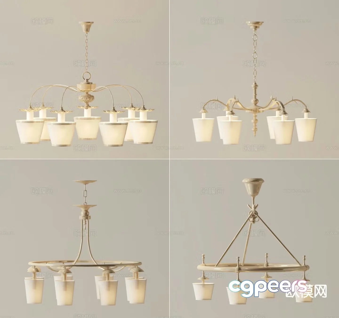American multi-head chandelier 3d model