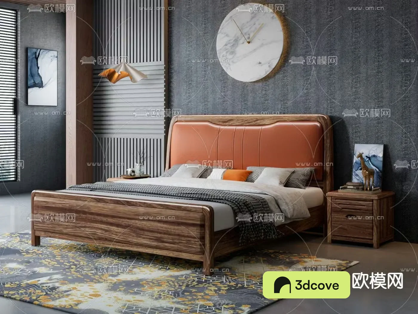 New Chinese style bedroom double bed
