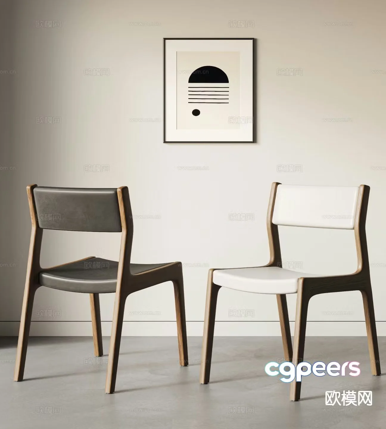 Wabi-sabi chair single chair dining chair 3d model
