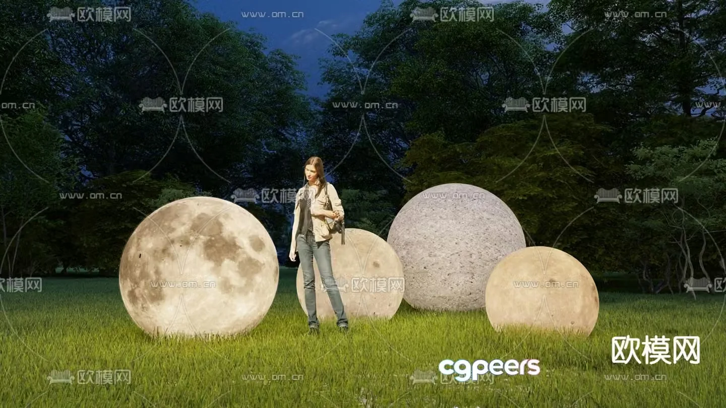 Planet lights Moon lights Outdoor atmosphere lights 3d model