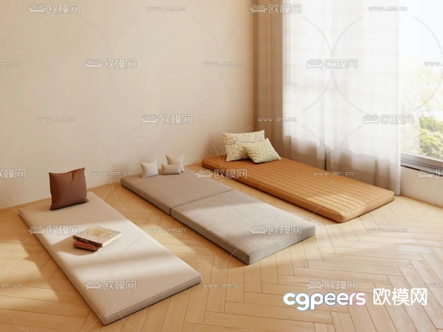 Cushion bay window cushion 3d model