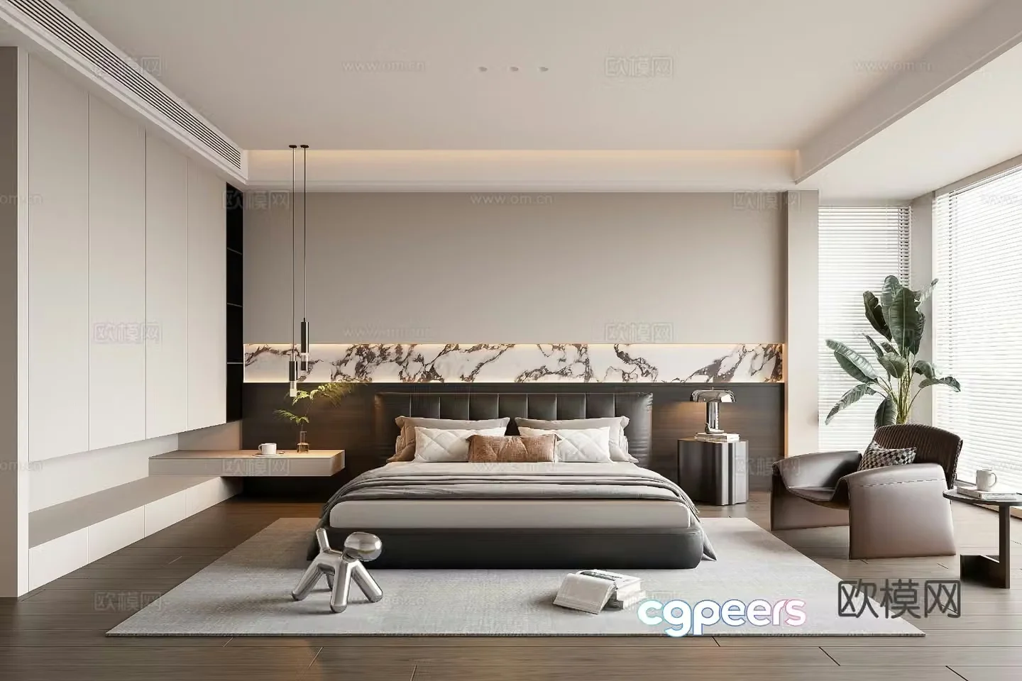 Italian style bedroom master bedroom 3d model
