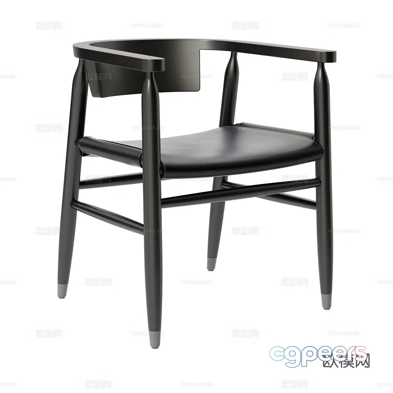 Flexform Medium style single chair Dining chair Armchair Leather chair Wooden chair 3d model