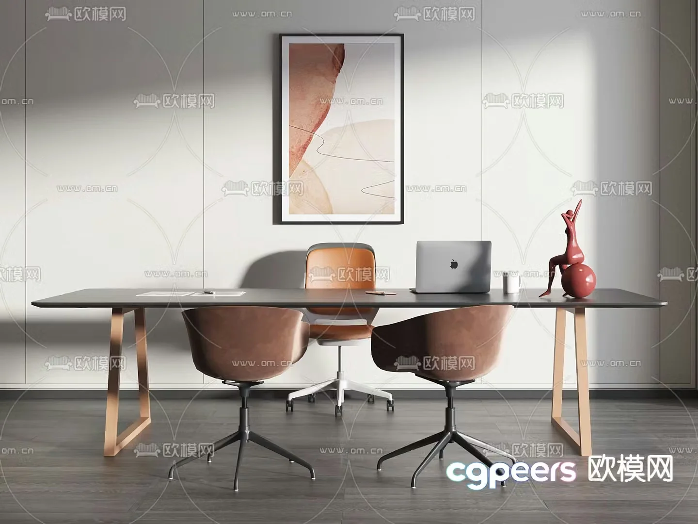 Modern office desk and chair desk table 3d model