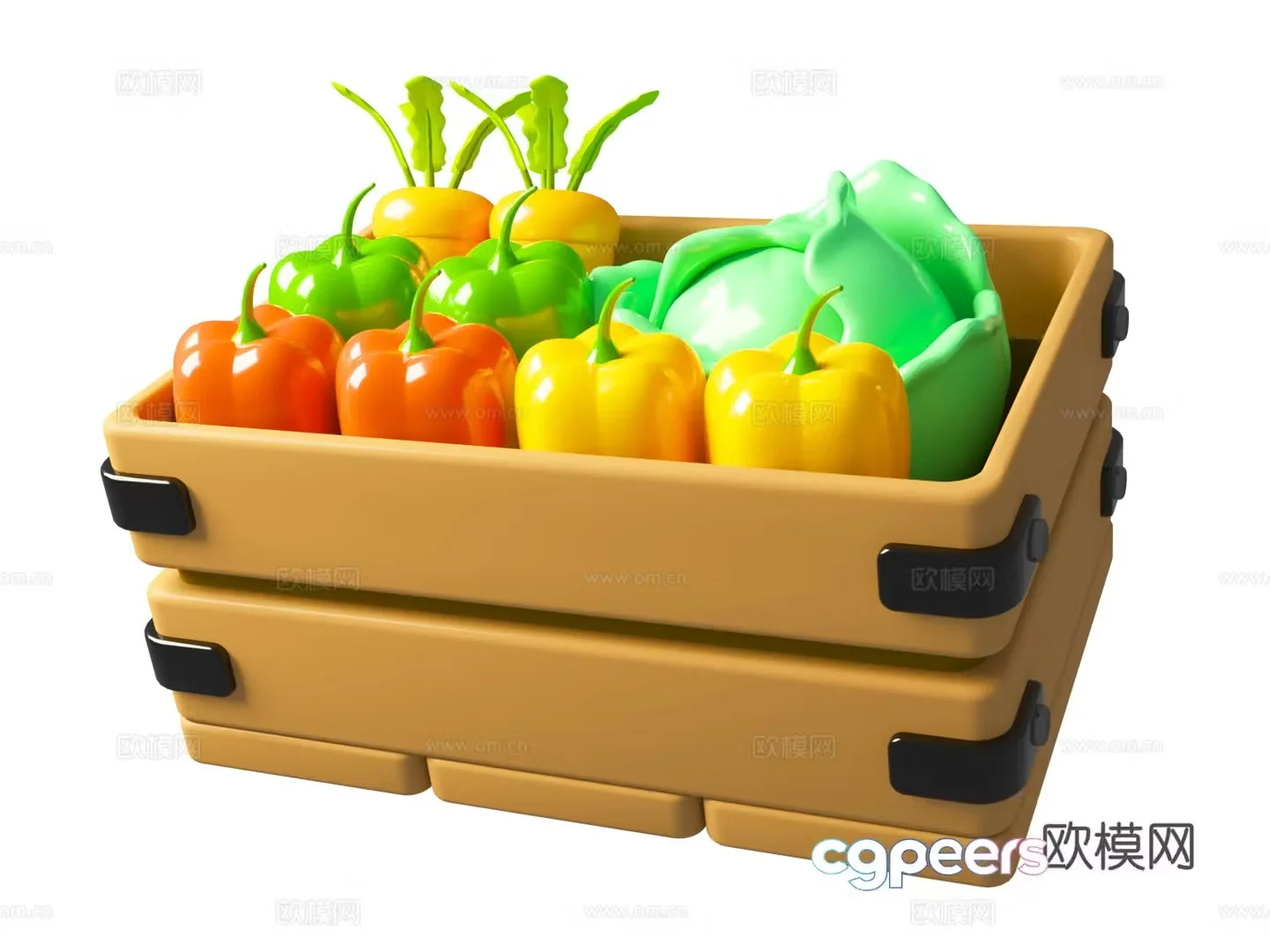cartoon vegetable box cartoon vegetable market food theme cartoon vegetable 3d model