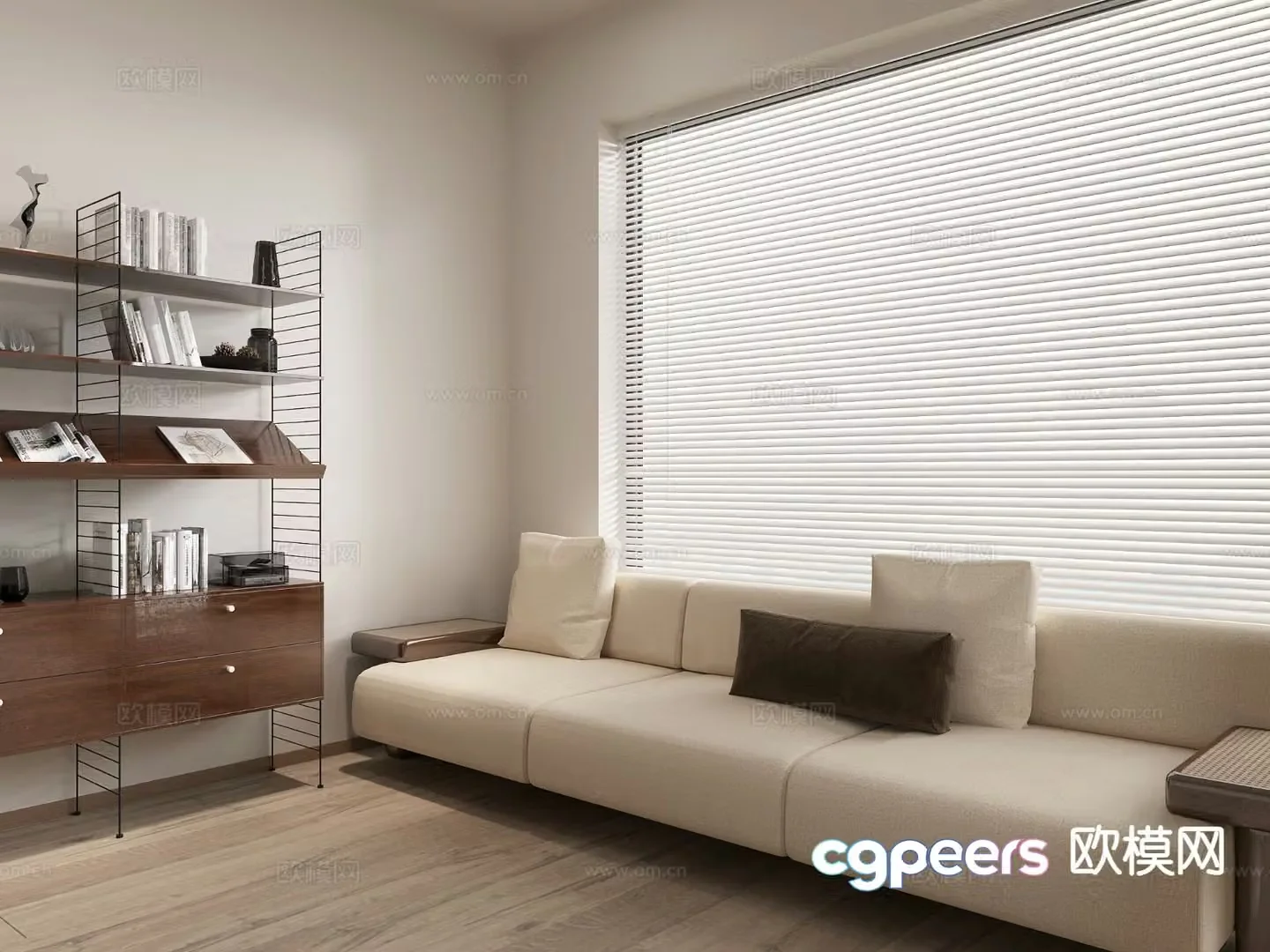 Wabi-sabi three-seat sofa 3d model