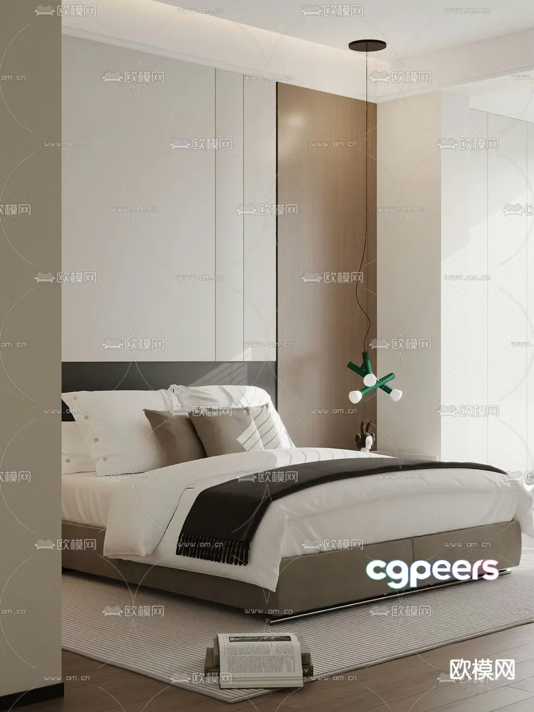 Modern double bed 3d model