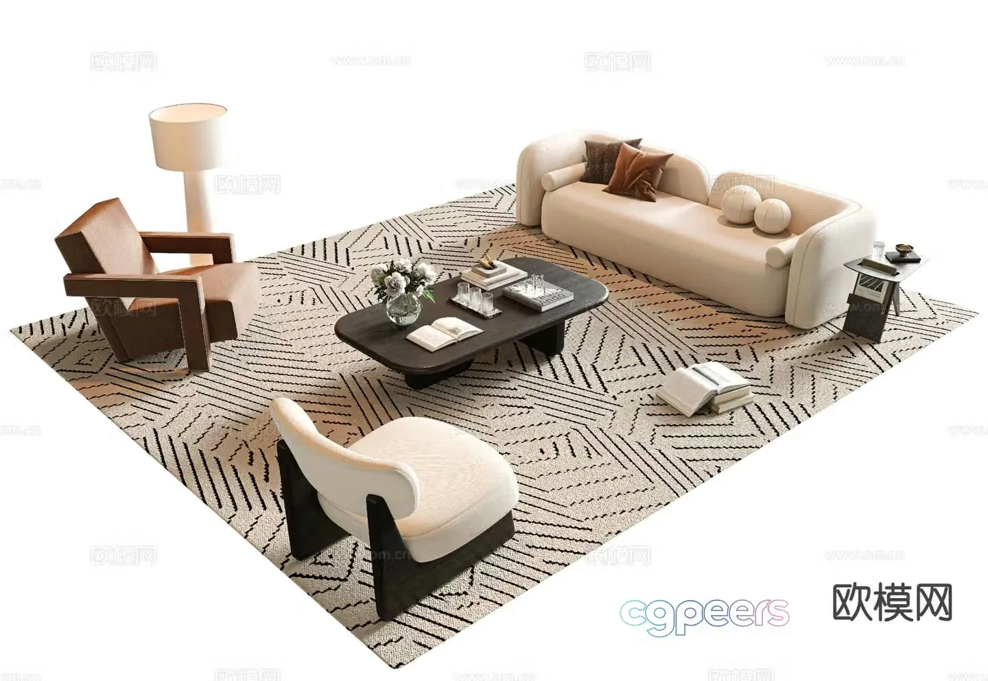 Wabi-sabi style sofa modular sofa 3d model