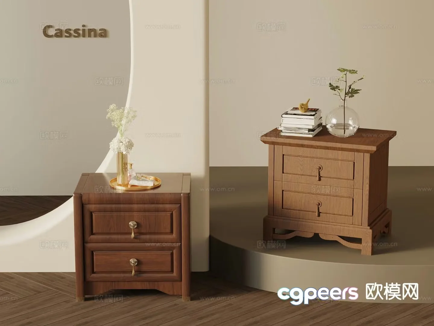 Log style bedside table 3d model