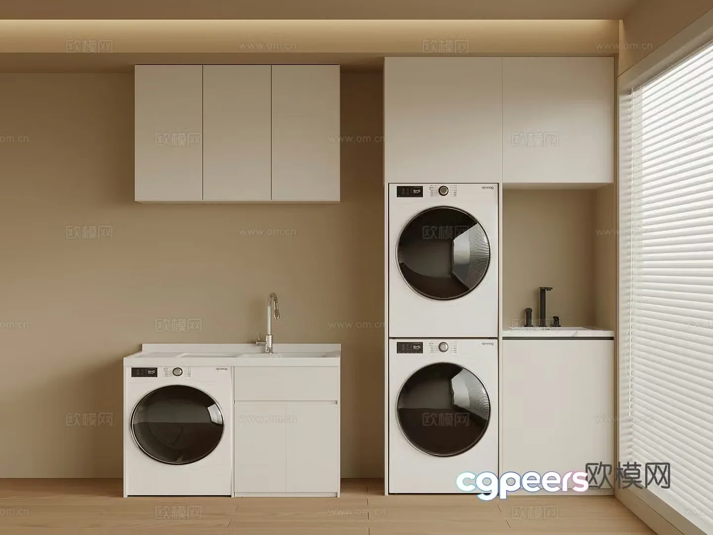 Modern balcony cabinet washing machine cabinet 3d model